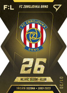 FC Zbrojovka Brno Brno SportZoo FORTUNA:LIGA 2022/23 2. serie Tricata Sezona F:L /30 #TS-09